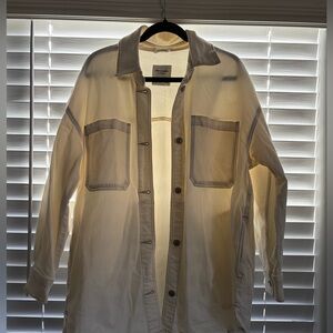 Abercrombie and fitch white denim jacket